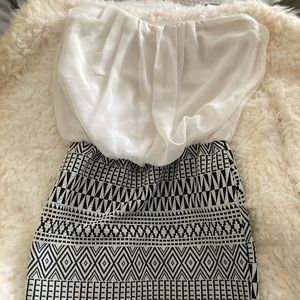 Wedding Season Gray white and black strapless summer dress🖤🤍